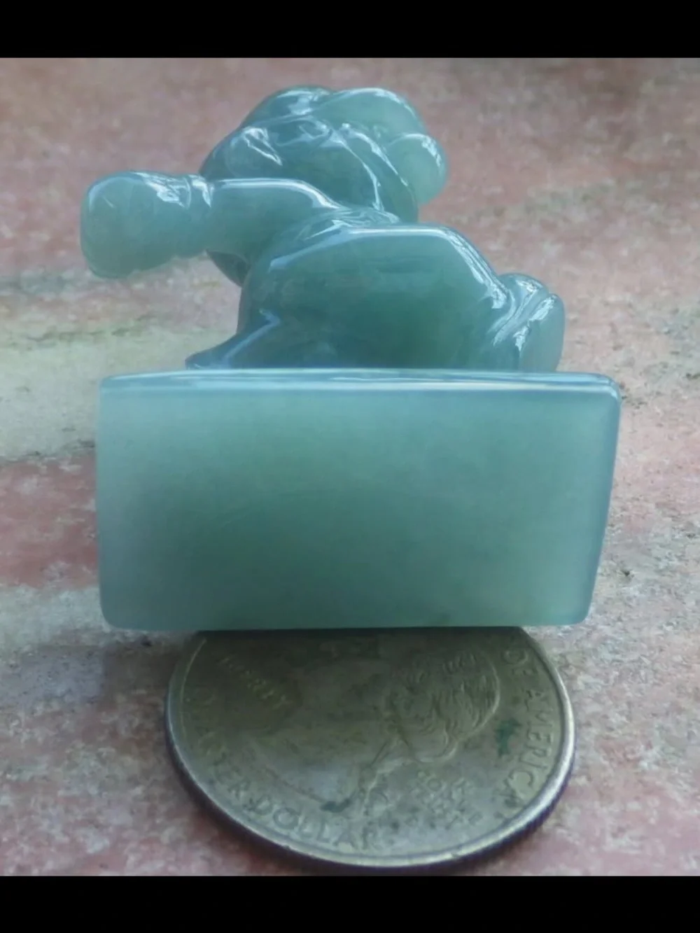 Mario water blue light green Jadeite Jade Display mario kick Cartoon seal chop
